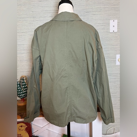 J Crew Olive Green 3 Pocket Utility Blazer Jacket Coat Chino Army Military Sz M - Picture 4 of 6